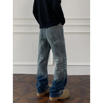 Mens Straight Leg Jeans Business Casual Vintage Blue Denim Pants for Middle Aged Man Classic Fit man trousers